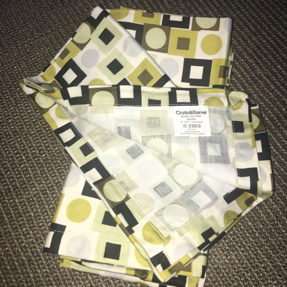Crate &Barrel set of geometric napkins.